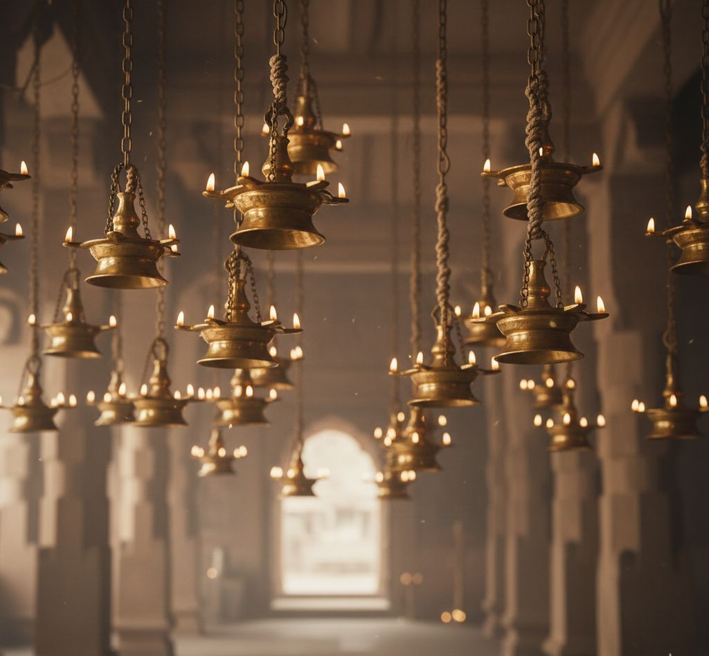 brass hanging oil lamp